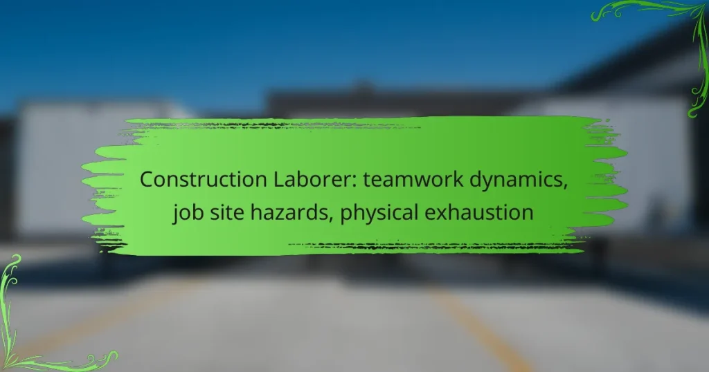 Construction Laborer: teamwork dynamics, job site hazards, physical exhaustion