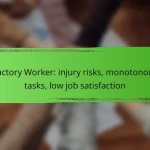 Factory Worker: injury risks, monotonous tasks, low job satisfaction