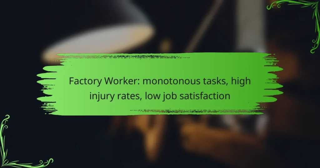 Factory Worker: monotonous tasks, high injury rates, low job satisfaction