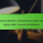 Factory Worker: monotonous tasks, high injury rates, low job satisfaction
