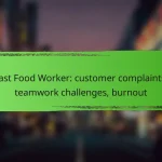 Fast Food Worker: customer complaints, teamwork challenges, burnout