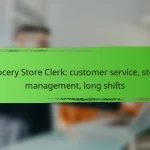 Grocery Store Clerk: customer service, stock management, long shifts
