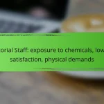 Janitorial Staff: exposure to chemicals, low job satisfaction, physical demands