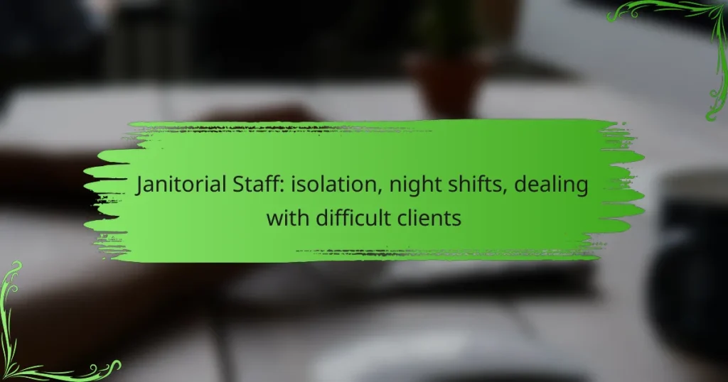 Janitorial Staff: isolation, night shifts, dealing with difficult clients