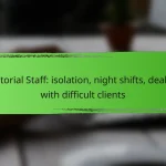 Janitorial Staff: isolation, night shifts, dealing with difficult clients