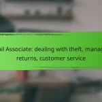 Retail Associate: dealing with theft, managing returns, customer service