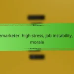 Telemarketer: high stress, job instability, low morale