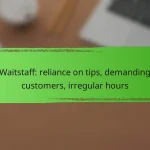 Waitstaff: reliance on tips, demanding customers, irregular hours