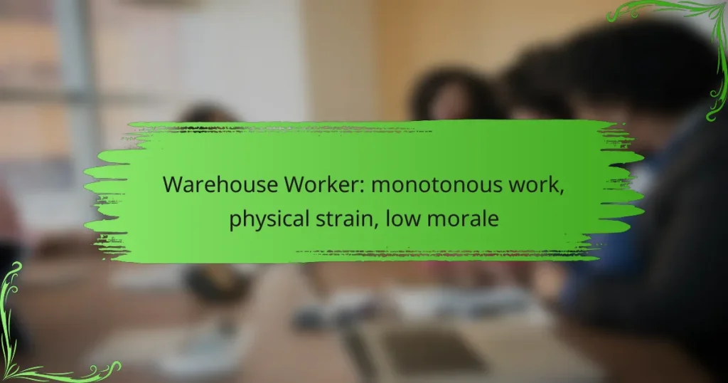 Warehouse Worker: monotonous work, physical strain, low morale