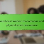 Warehouse Worker: monotonous work, physical strain, low morale