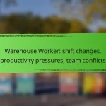 Warehouse Worker: shift changes, productivity pressures, team conflicts